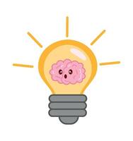 A light bulb with a brain inside it vector