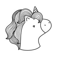 A unicorn head with a long mane and a horn vector