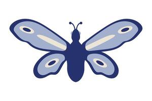 A blue butterfly with white wings on a white background vector