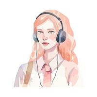 A girl with headphones on her head vector