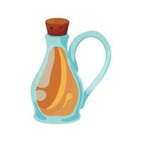 A bottle of oil with a wooden handle on a white background vector
