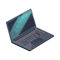 A laptop computer with a blue screen on it vector