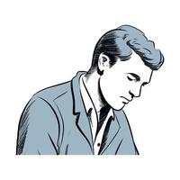 A man in a suit is looking down vector