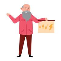An old man with a beard and a sign vector
