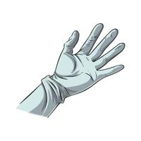 A hand in a glove is shown in a white background vector