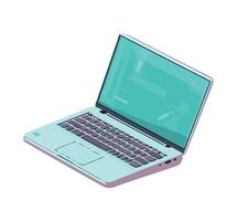 A laptop computer with a green screen on it vector