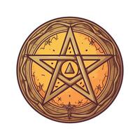 A pentagram is shown in a circle with a star in the center vector