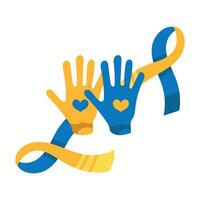 Two hands holding a ribbon and a heart vector