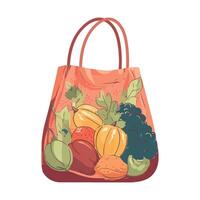 A bag full of fruits and vegetables vector