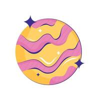 Planet with wavy lines and stars on it vector