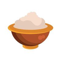 Rice bowl icon in flat style on white background vector