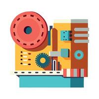 A flat illustration of a machine with gears and wheels vector
