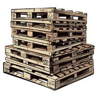 A stack of wooden pallets on a white background vector