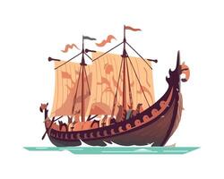 An illustration of a ship with sails vector