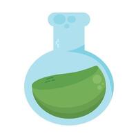 A glass flask with a green liquid inside vector