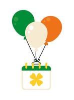 St patricks day calendar with balloons vector