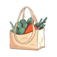 A bag full of vegetables and fruits vector