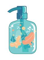 A bottle of soap with bubbles and bubbles vector