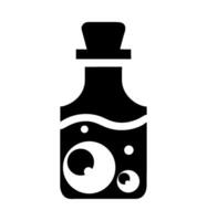 A black and white bottle with a liquid inside vector