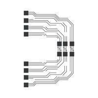 A circuit board with four wires on it vector