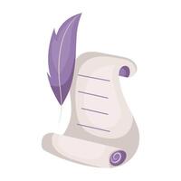 An old scroll with a feather and a quill vector