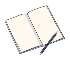Open notebook with pencil illustration vector