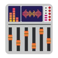 An electronic music mixer with sound waves and a microphone vector