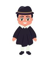 A cartoon boy in a black hat and coat vector