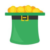 Leprechaun hat with gold coins on top of it vector