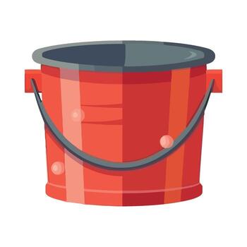 Red bucket with handle on white background vector