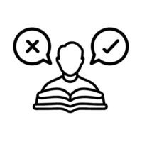 A man reading a book with two speech bubbles vector