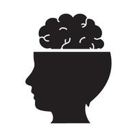 A silhouette of a head with a brain inside vector