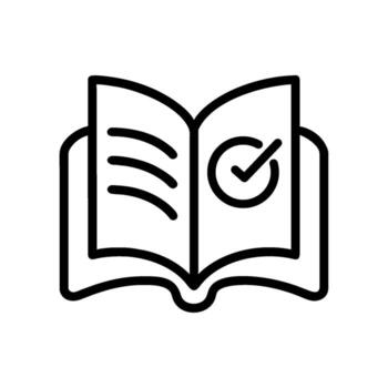 An open book with a check mark on it vector