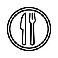 A black and white image of a knife and fork vector