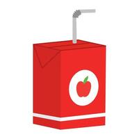 Red juice box with apple and straw illustration vector