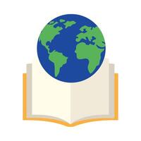 An open book with the earth on it vector