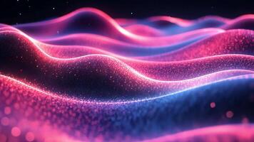 Bright waves of purple and pink light ripple gently, creating an ethereal atmosphere filled with glimmering particles. video