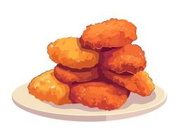 A pile of fried chicken on a plate vector
