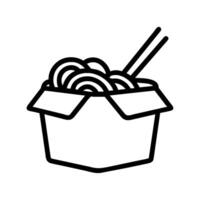 A black and white illustration of a box with noodles vector