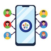 A smartphone with people connected to it vector