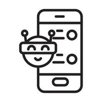 A robot is holding a phone in its hand vector