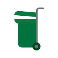 A green trash can with a handle on it vector