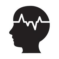 A silhouette of a head with an ecg line vector