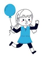 A girl with a blue balloon vector