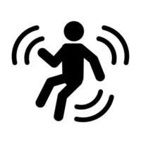 A black and white illustration of a man walking on a wave vector