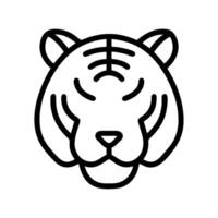 A black and white line drawing of a tiger vector