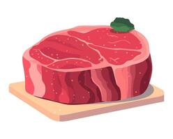 Steak meat on a wooden cutting board vector