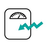 A weight scale with an arrow pointing up vector