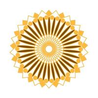 A golden circular design with many people in it vector