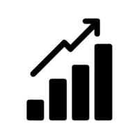 A graph bar with an arrow going up vector